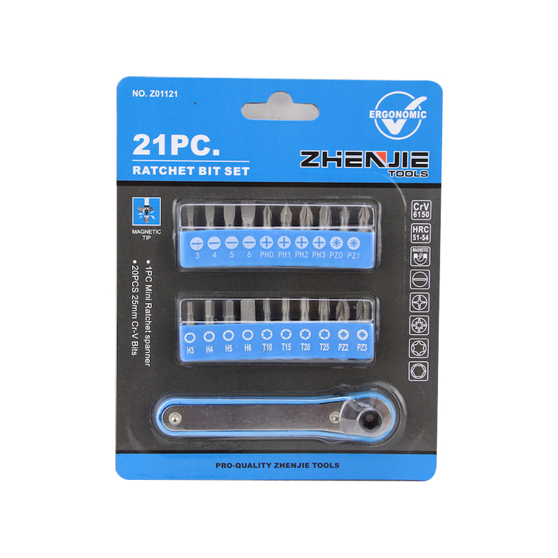 21 stk. Phillips Pozidriv Hex Torx Ratchet Bit Sæt