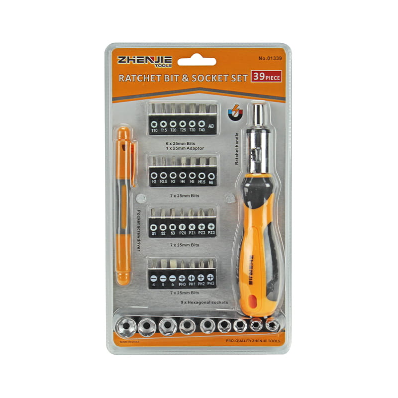 39 stk Ratchet Bit & Socket Sæt